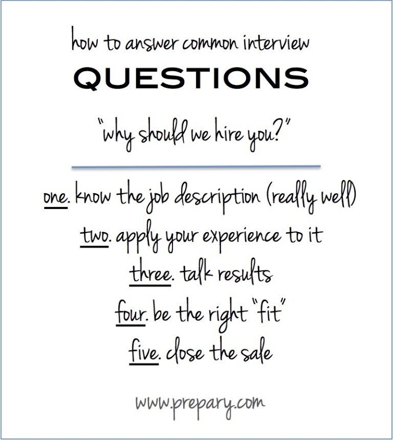 Common interview questions Why should we hire you The Prepary The 